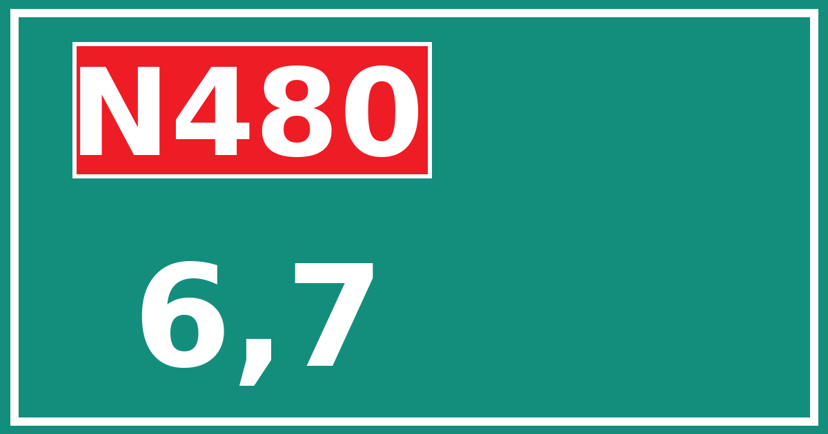 Hectometerbord N480 6,7