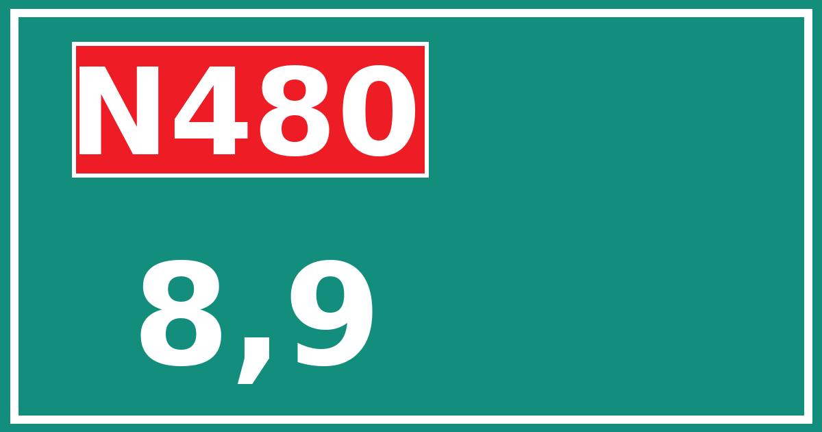 Hectometerbord N480 8,9