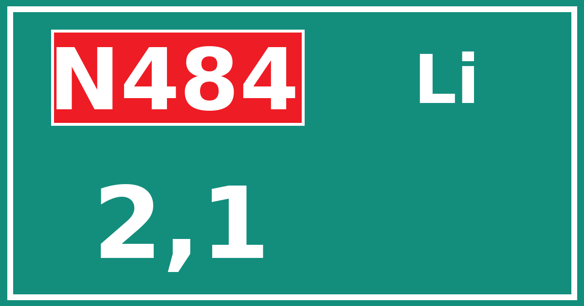 Hectometerbord N484 2,1 zijde Li