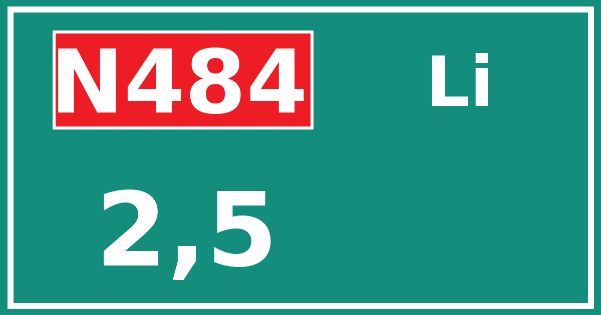 Hectometerbord N484 2,5 zijde Li