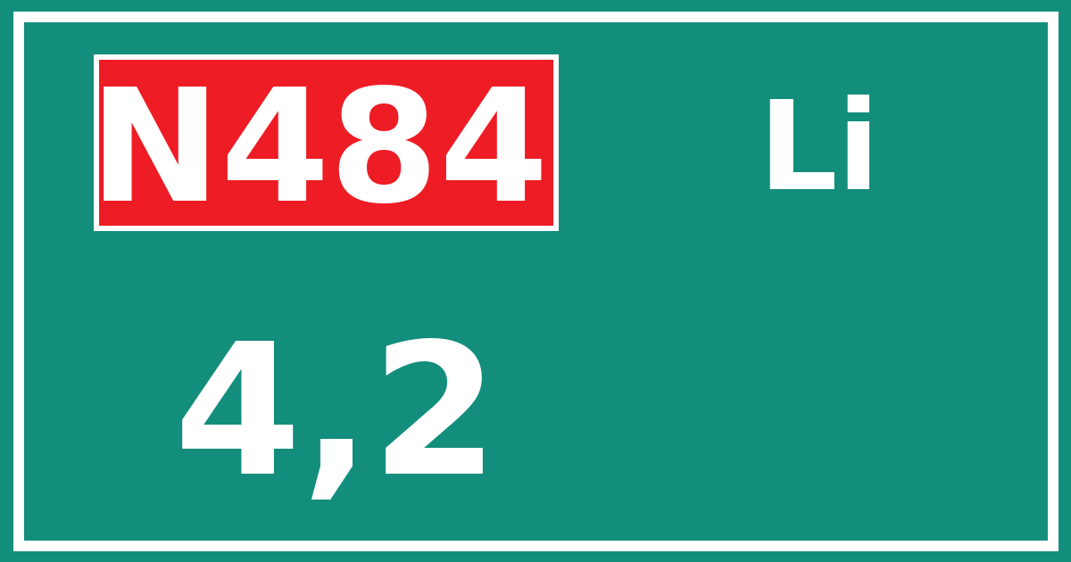 Hectometerbord N484 4,2 zijde Li