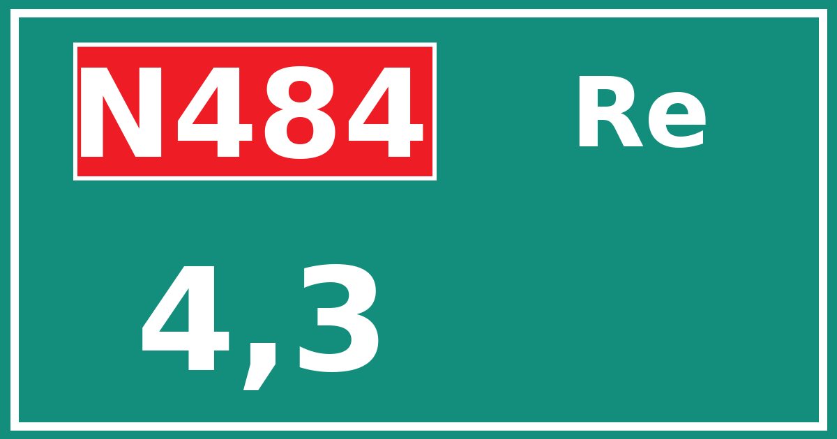 Hectometerbord N484 4,3 zijde Re
