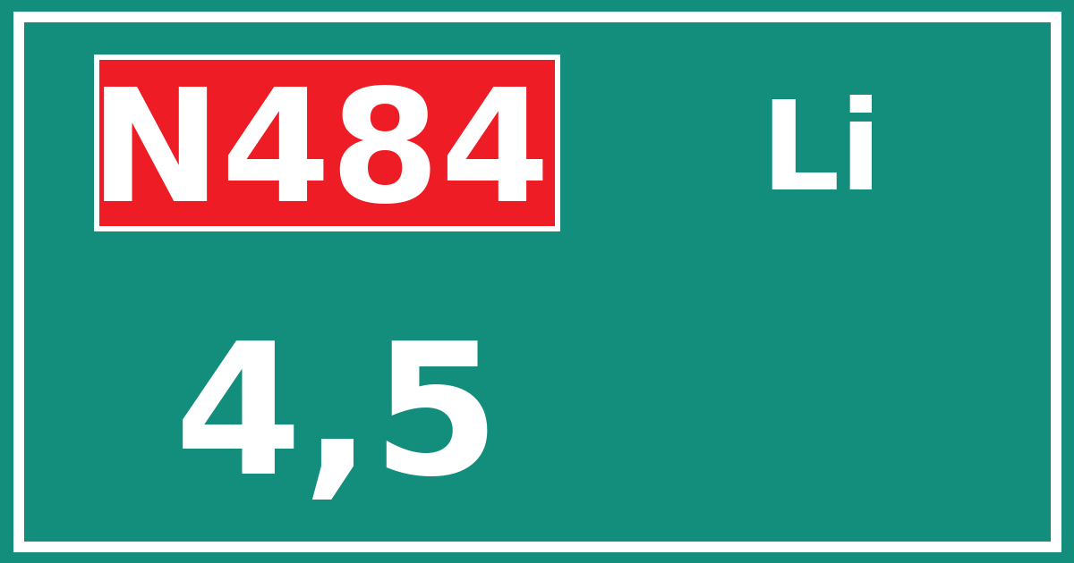Hectometerbord N484 4,5 zijde Li