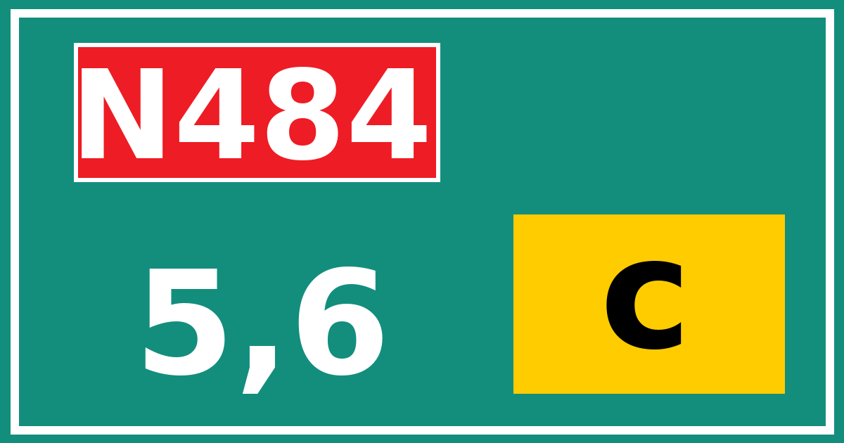 Hectometerbord N484 5,6 letter c