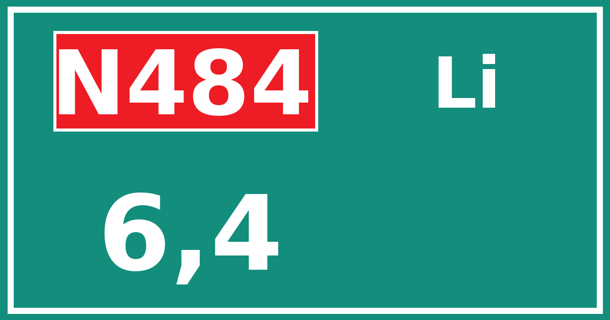 Hectometerbord N484 6,4 zijde Li