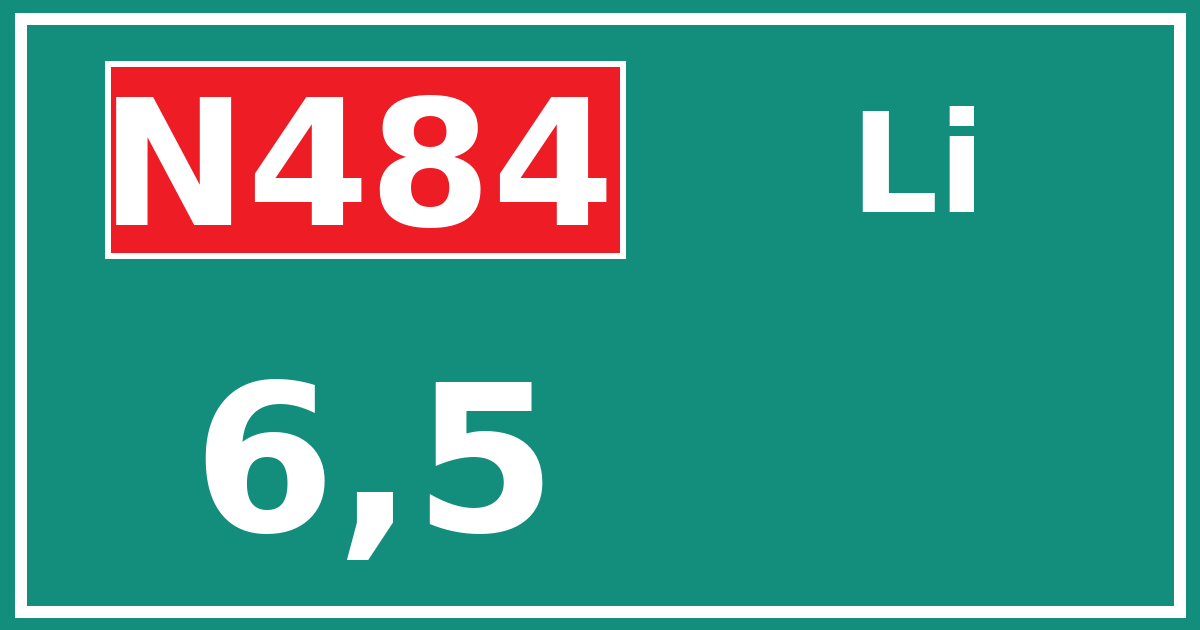 Hectometerbord N484 6,5 zijde Li