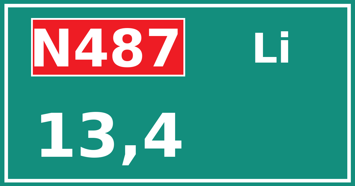 Hectometerbord N487 13,4 zijde Li