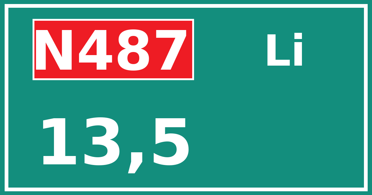 Hectometerbord N487 13,5 zijde Li