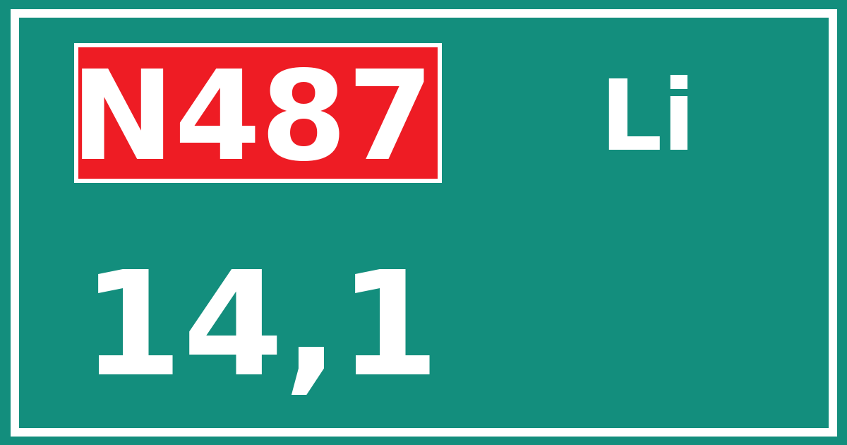 Hectometerbord N487 14,1 zijde Li