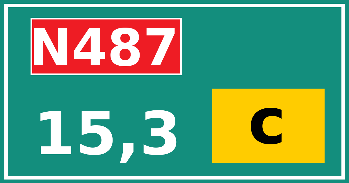 Hectometerbord N487 15,3 letter c