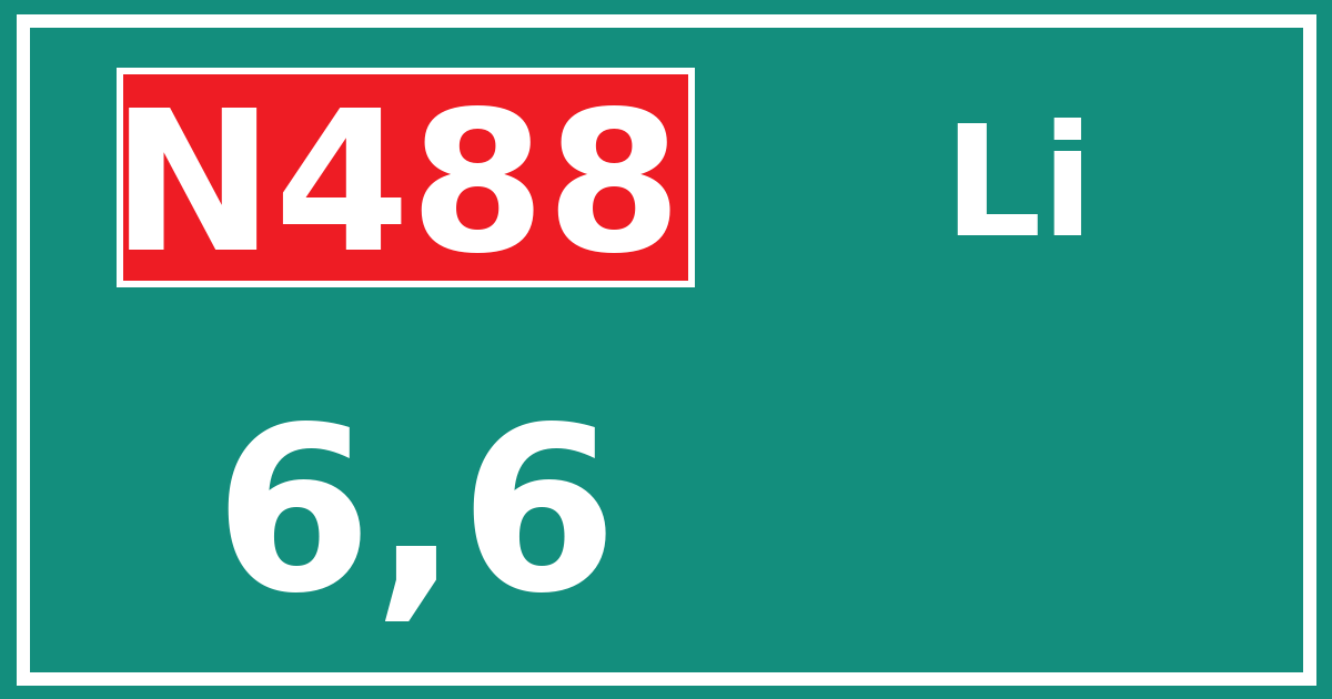 Hectometerbord N488 6,6 zijde Li