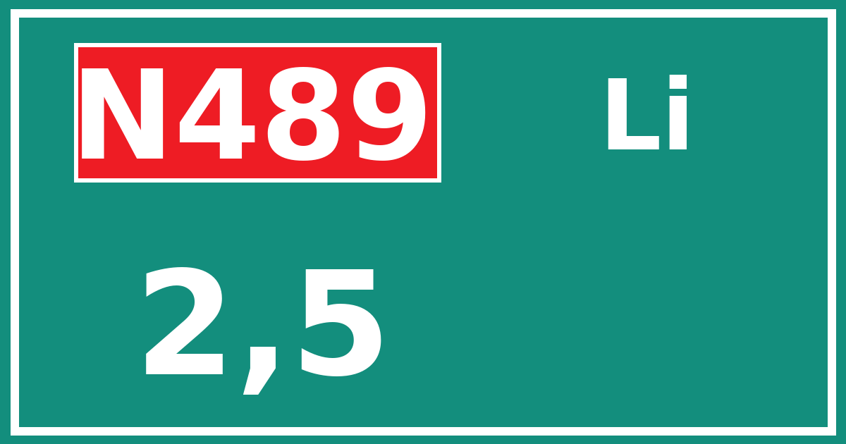 Hectometerbord N489 2,5 zijde Li