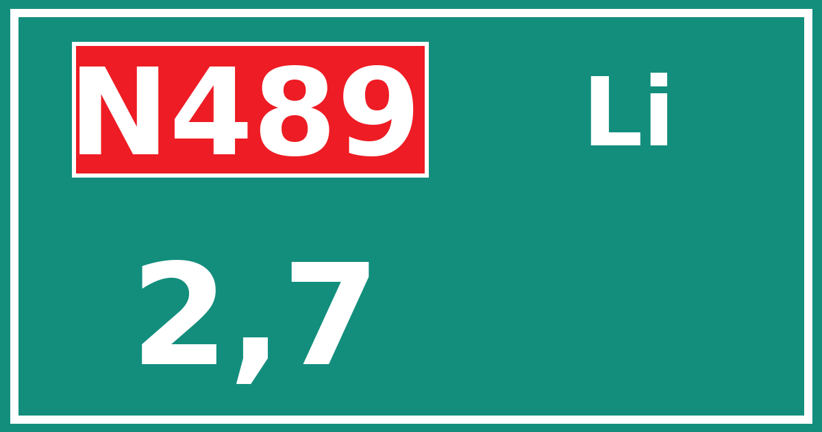 Hectometerbord N489 2,7 zijde Li