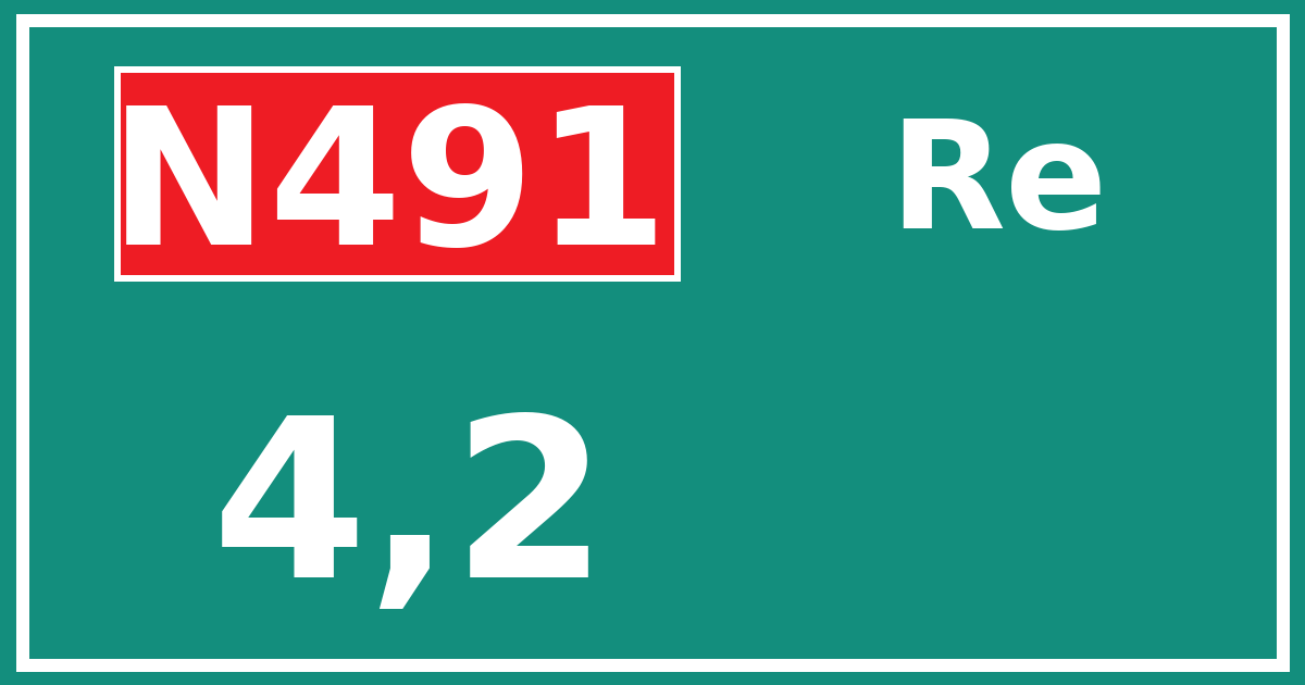 Hectometerbord N491 4,2 zijde Re