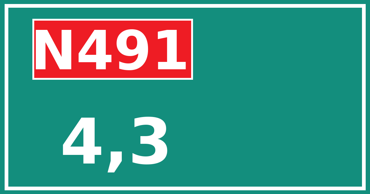 Hectometerbord N491 4,3