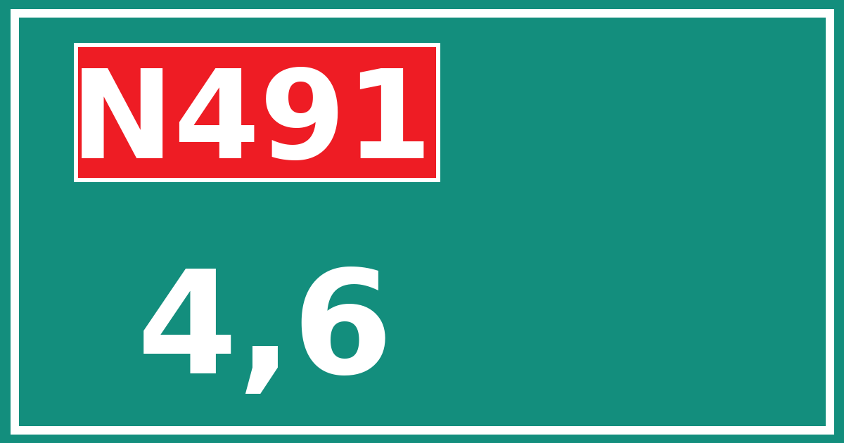 Hectometerbord N491 4,6