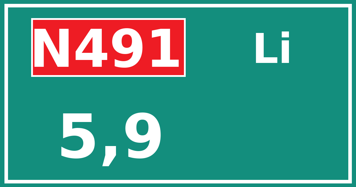Hectometerbord N491 5,9 zijde Li
