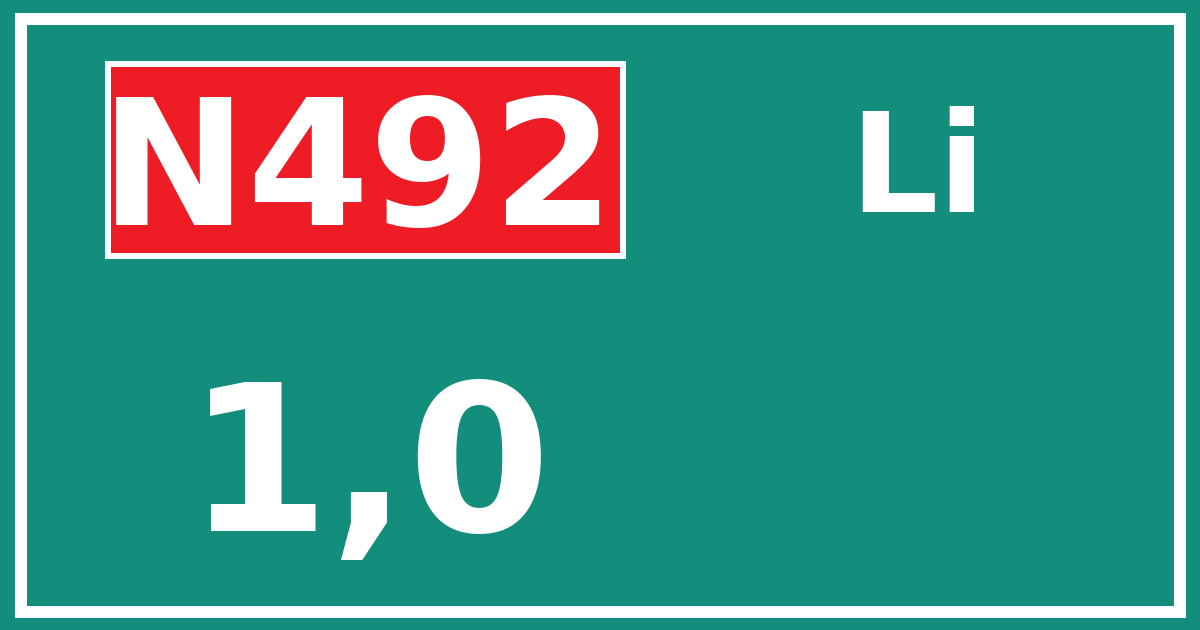 Hectometerbord N492 1,0 zijde Li