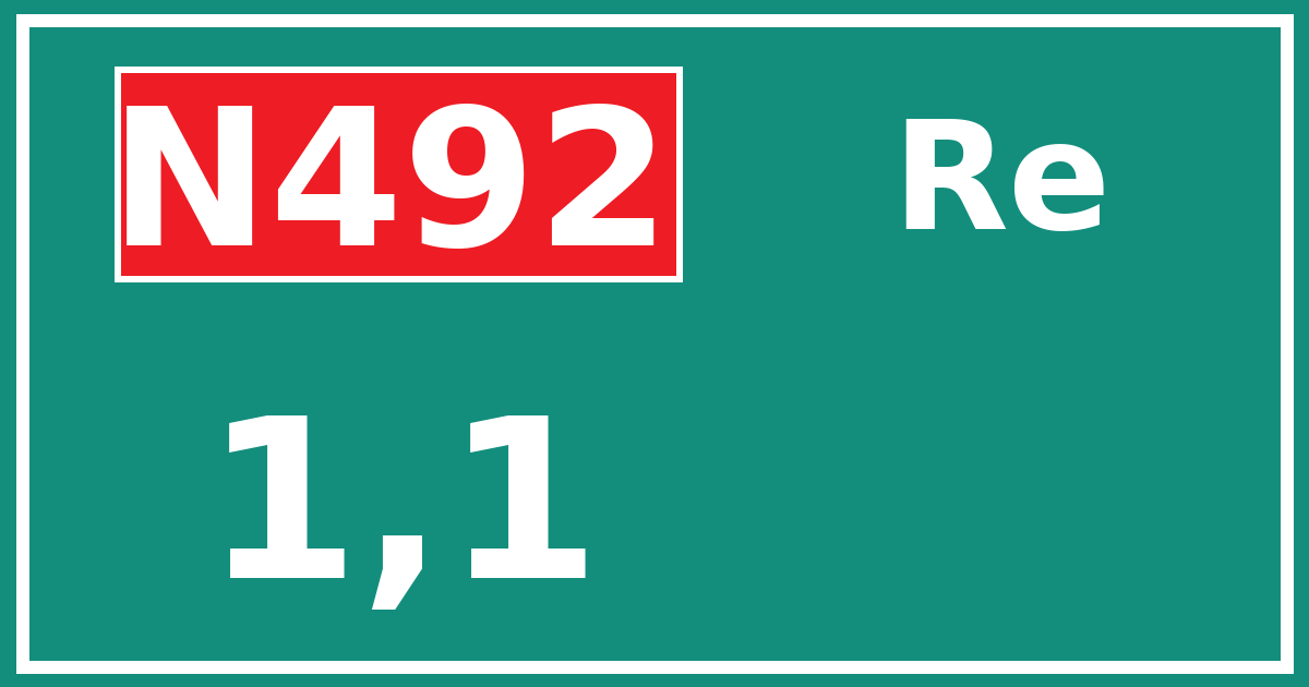 Hectometerbord N492 1,1 zijde Re