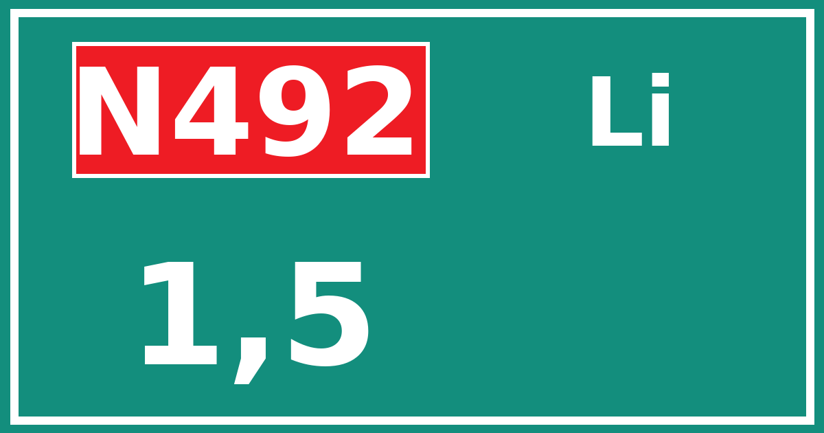 Hectometerbord N492 1,5 zijde Li