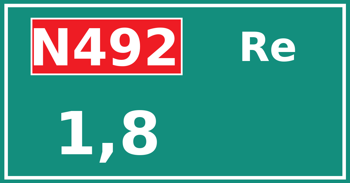 Hectometerbord N492 1,8 zijde Re