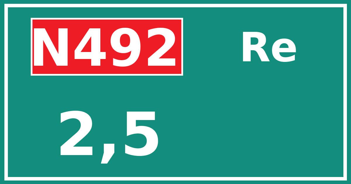 Hectometerbord N492 2,5 zijde Re