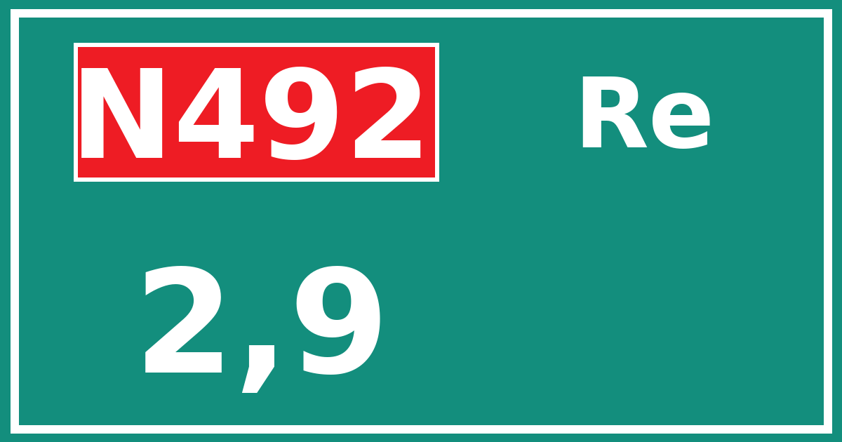 Hectometerbord N492 2,9 zijde Re