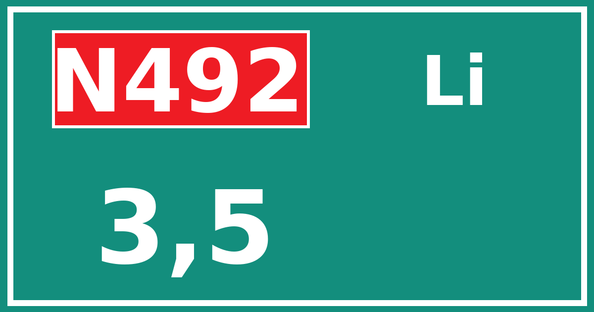 Hectometerbord N492 3,5 zijde Li