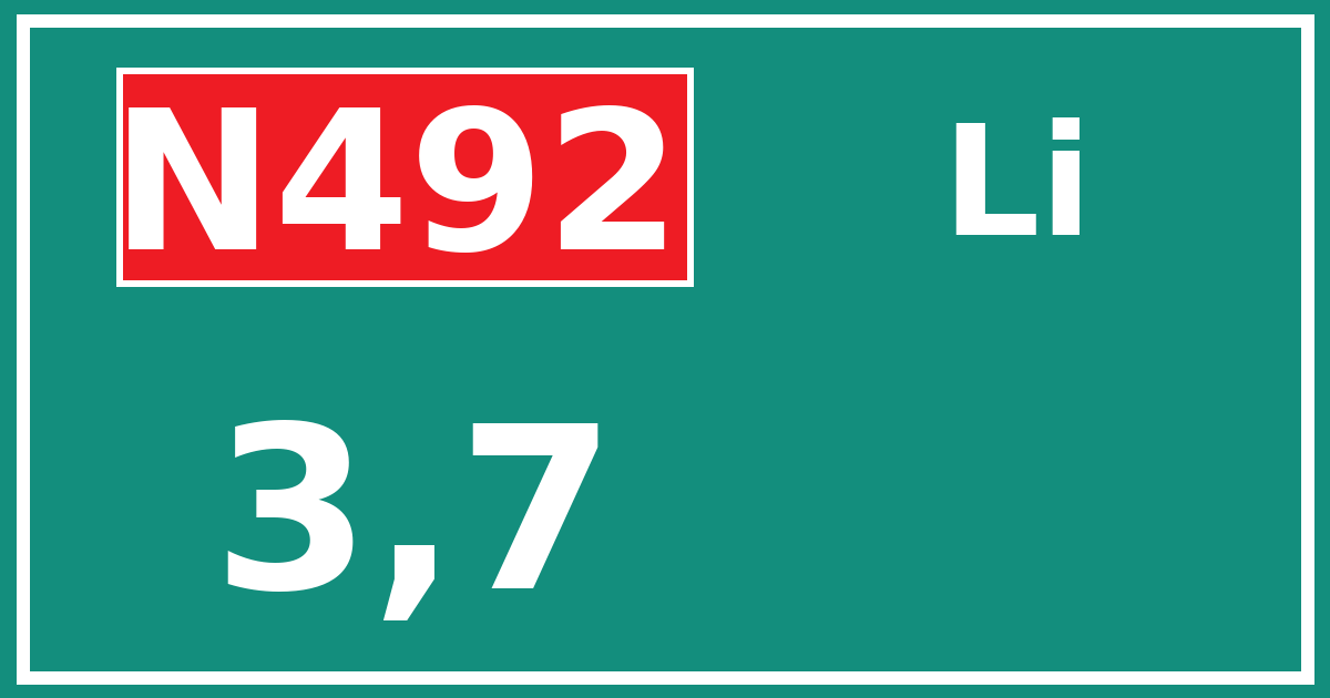 Hectometerbord N492 3,7 zijde Li