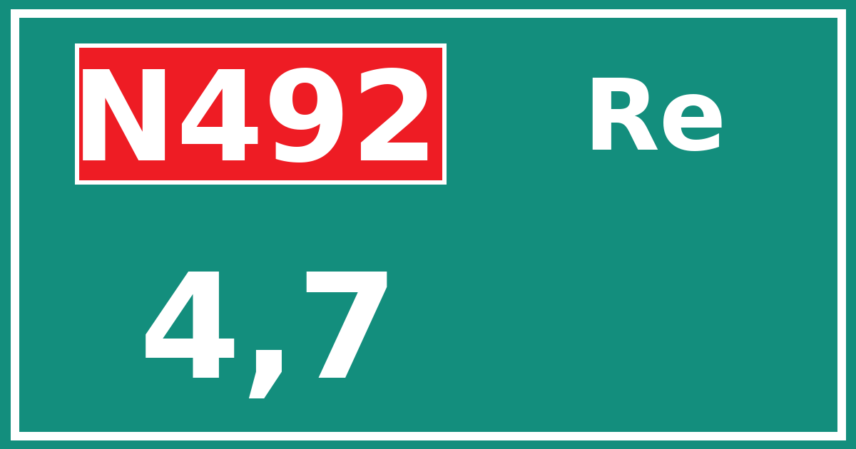 Hectometerbord N492 4,7 zijde Re