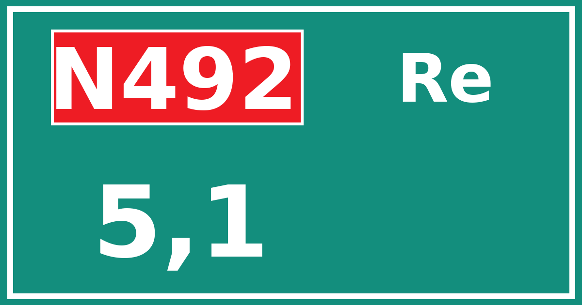 Hectometerbord N492 5,1 zijde Re
