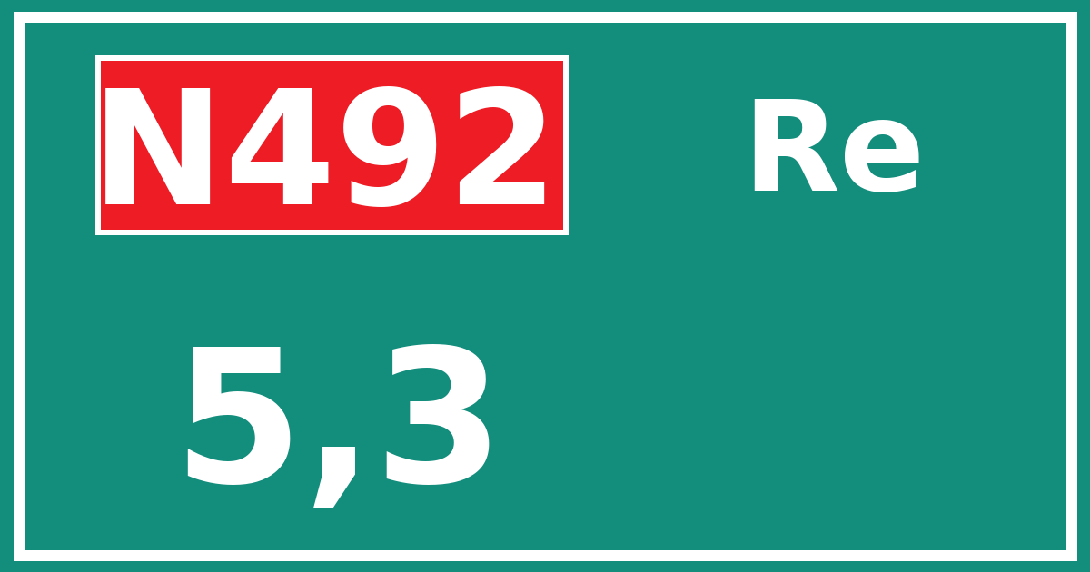 Hectometerbord N492 5,3 zijde Re