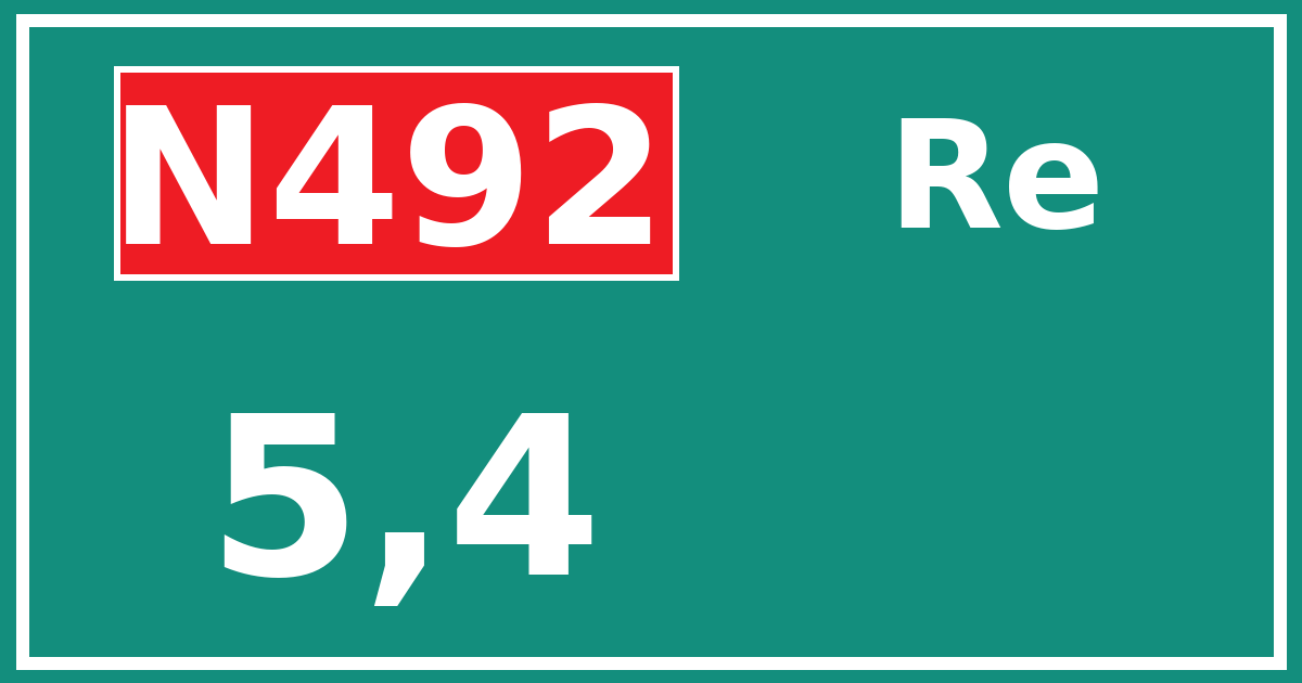 Hectometerbord N492 5,4 zijde Re