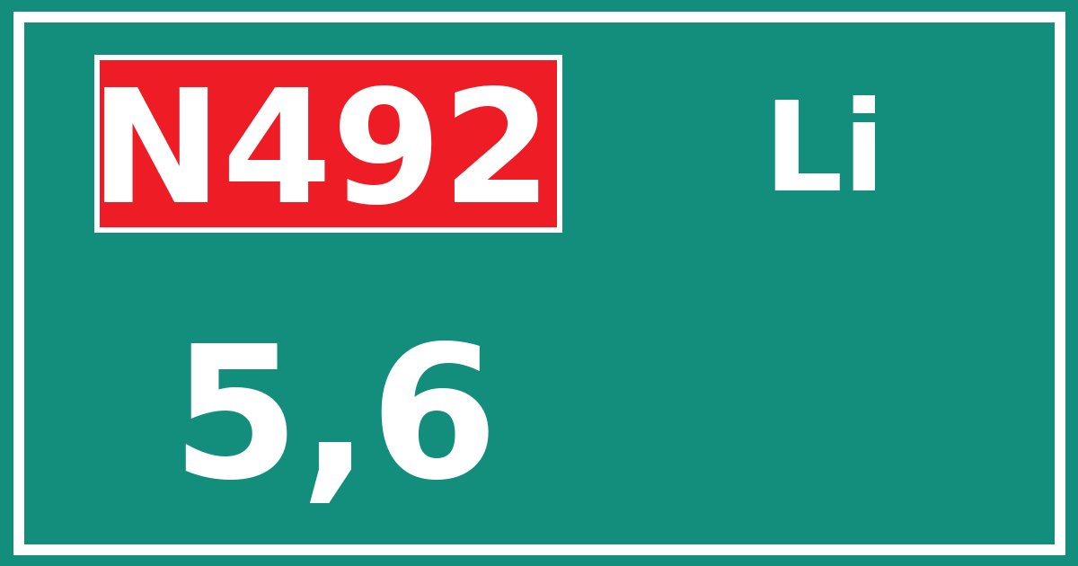 Hectometerbord N492 5,6 zijde Li