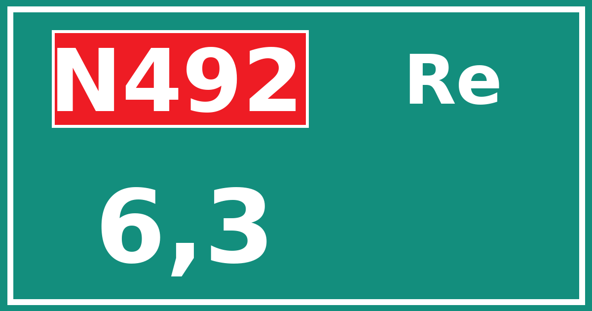 Hectometerbord N492 6,3 zijde Re