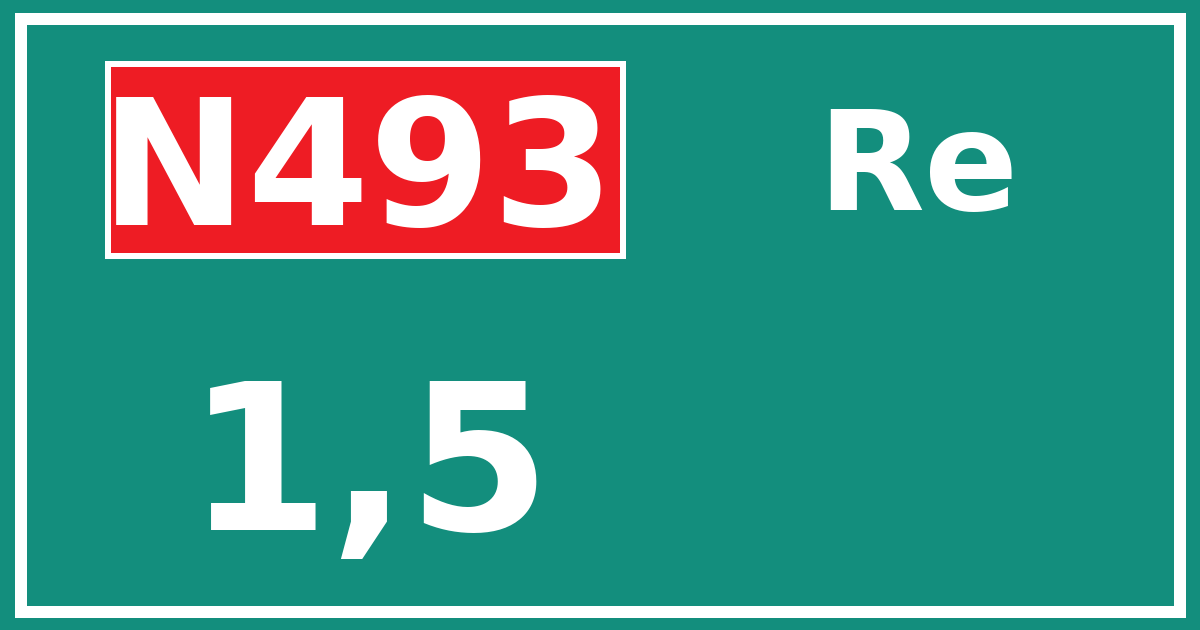 Hectometerbord N493 1,5 zijde Re