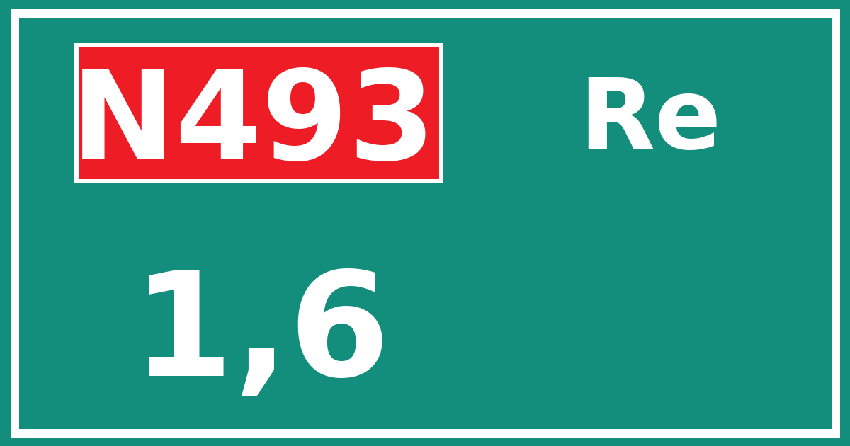 Hectometerbord N493 1,6 zijde Re