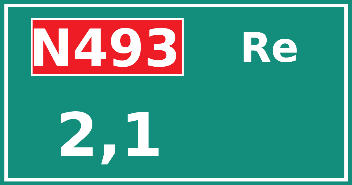 Hectometerbord N493 2,1 zijde Re