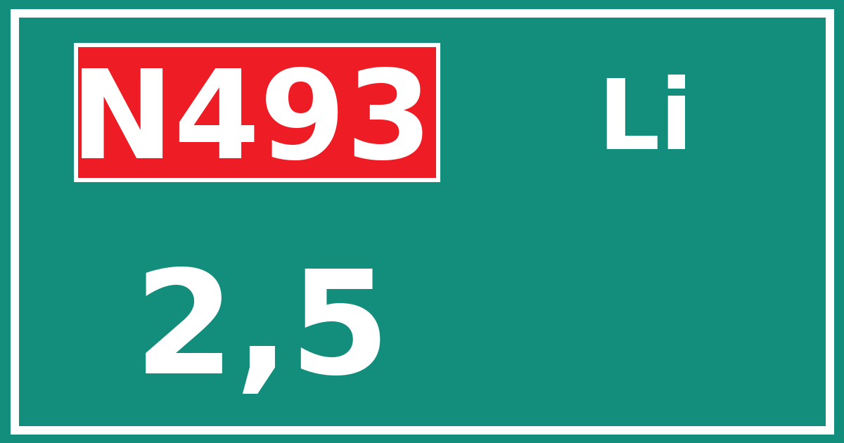 Hectometerbord N493 2,5 zijde Li