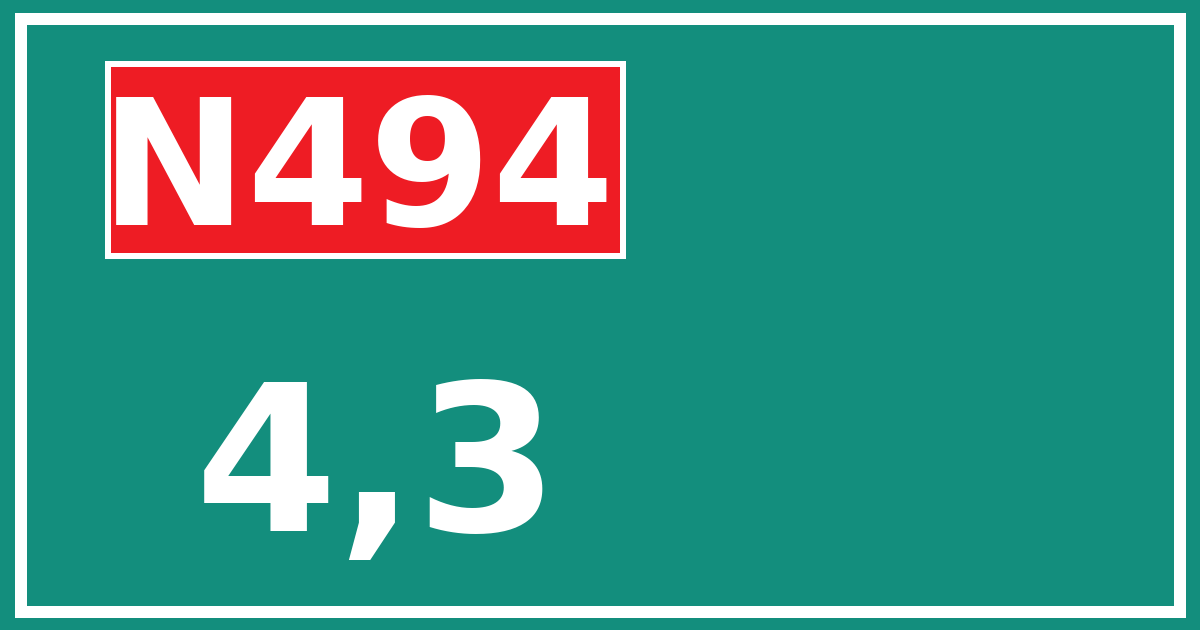 Hectometerbord N494 4,3