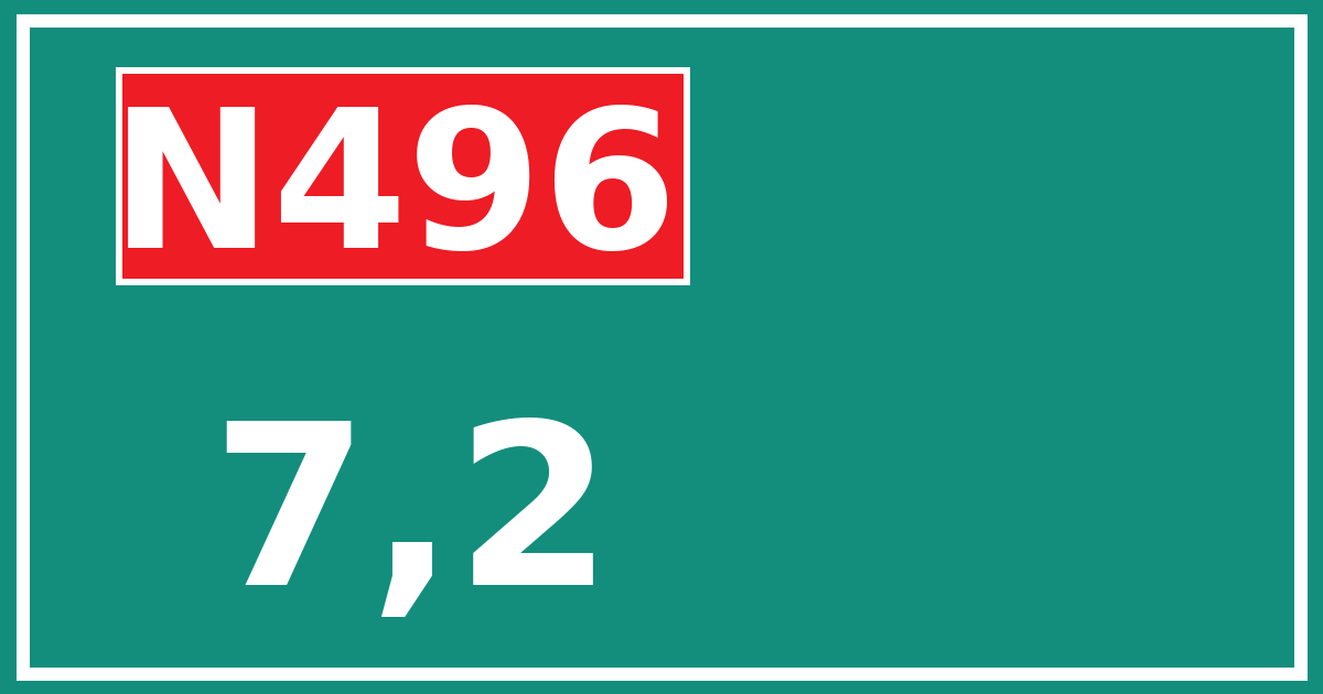 Hectometerbord N496 7,2