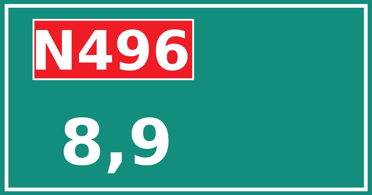 Hectometerbord N496 8,9