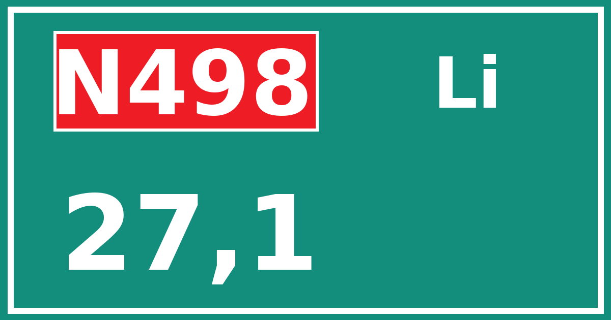 Hectometerbord N498 27,1 zijde Li