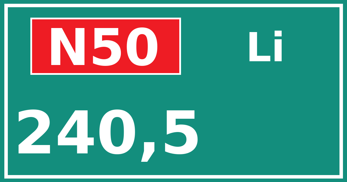 Hectometerbord N50 240,5 zijde Li