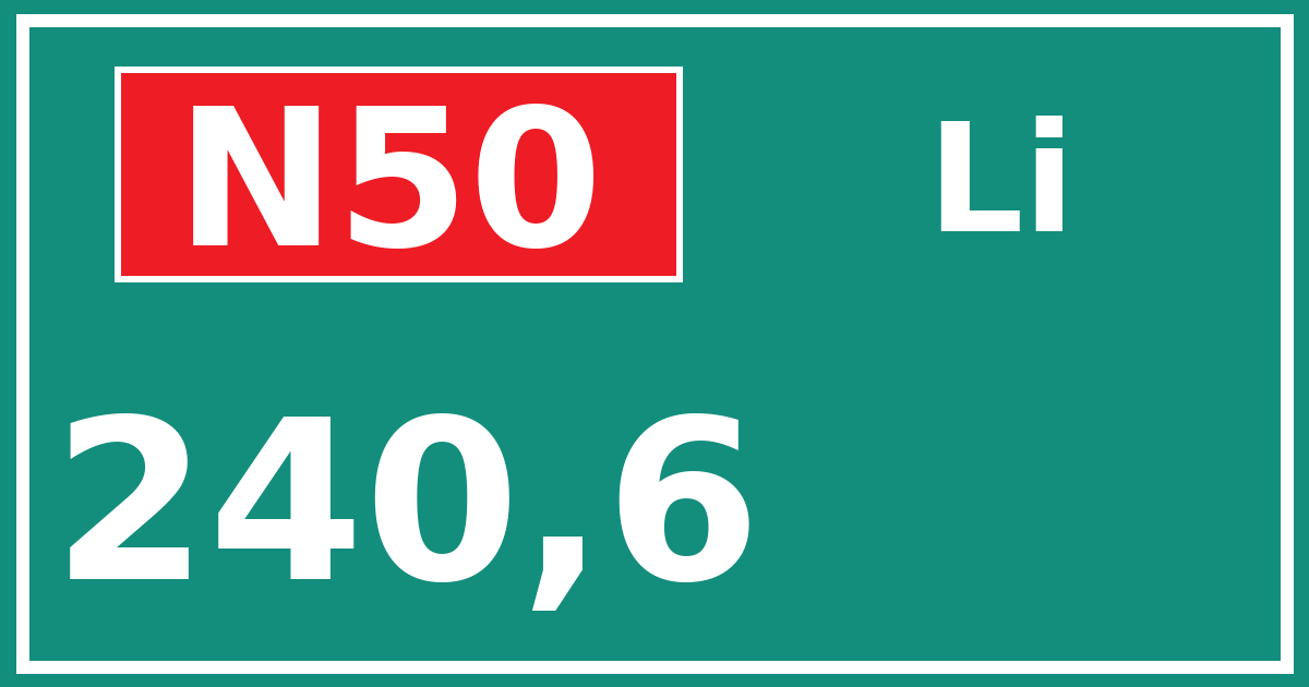 Hectometerbord N50 240,6 zijde Li