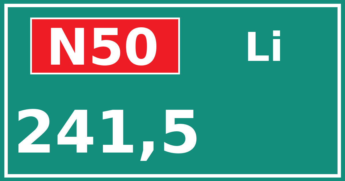 Hectometerbord N50 241,5 zijde Li
