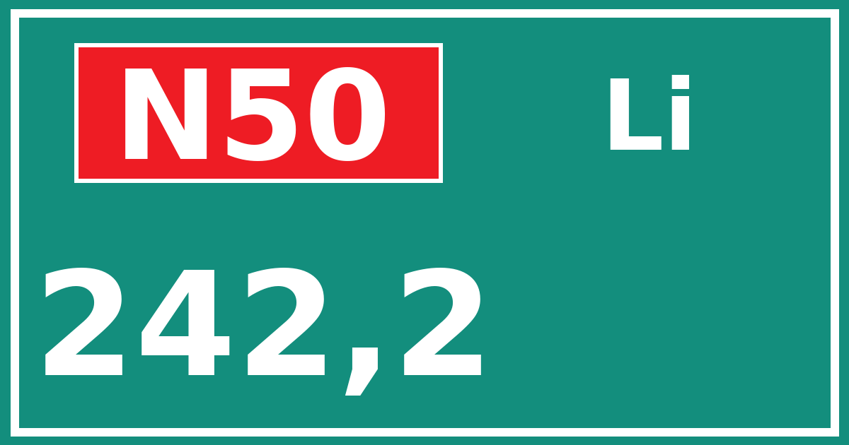 Hectometerbord N50 242,2 zijde Li