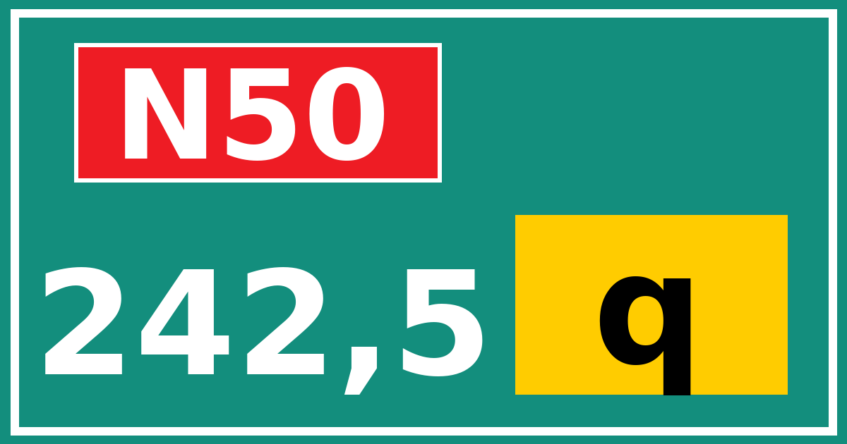 Hectometerbord N50 242,5 letter q