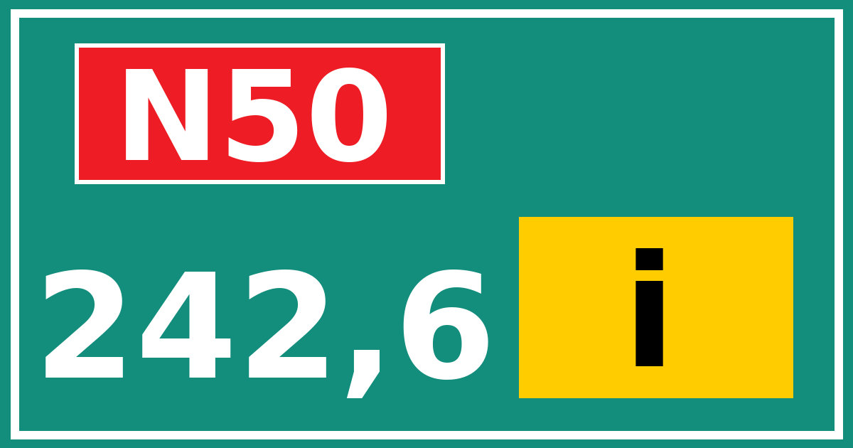 Hectometerbord N50 242,6 letter i