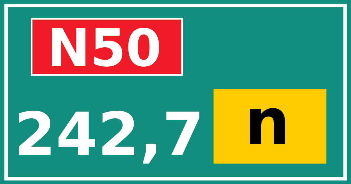 Hectometerbord N50 242,7 letter n
